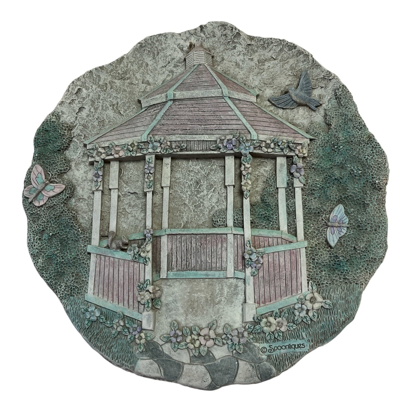 Spoontiques Gazebo Stepping Stone Wall Plaque – Pastel Garden Scene VTG