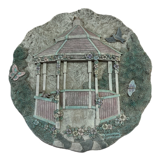 Spoontiques Gazebo Stepping Stone Wall Plaque – Pastel Garden Scene VTG