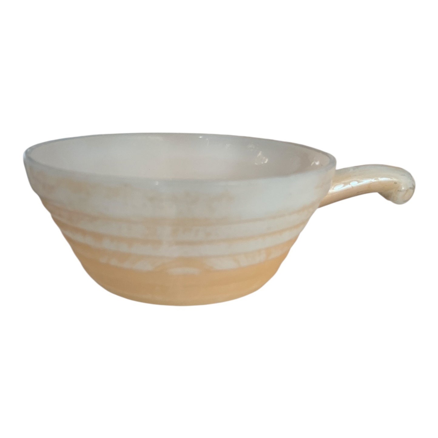 Mid Century Fire-King Peach Lustre Beehive Soup Bowls and Custard Cups Set