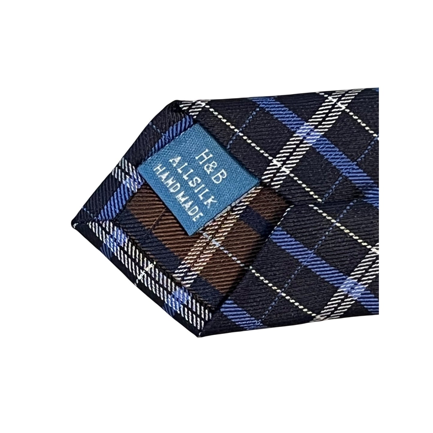 Haines & Bonner of London Blue Plaid Silk Neck Tie Classic Business Tie