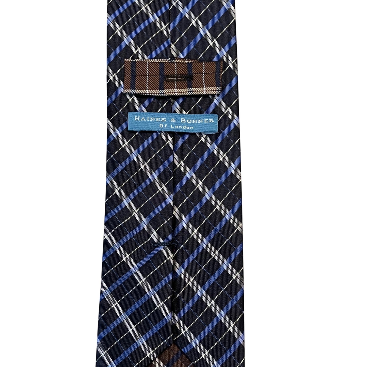 Haines & Bonner of London Blue Plaid Silk Neck Tie Classic Business Tie