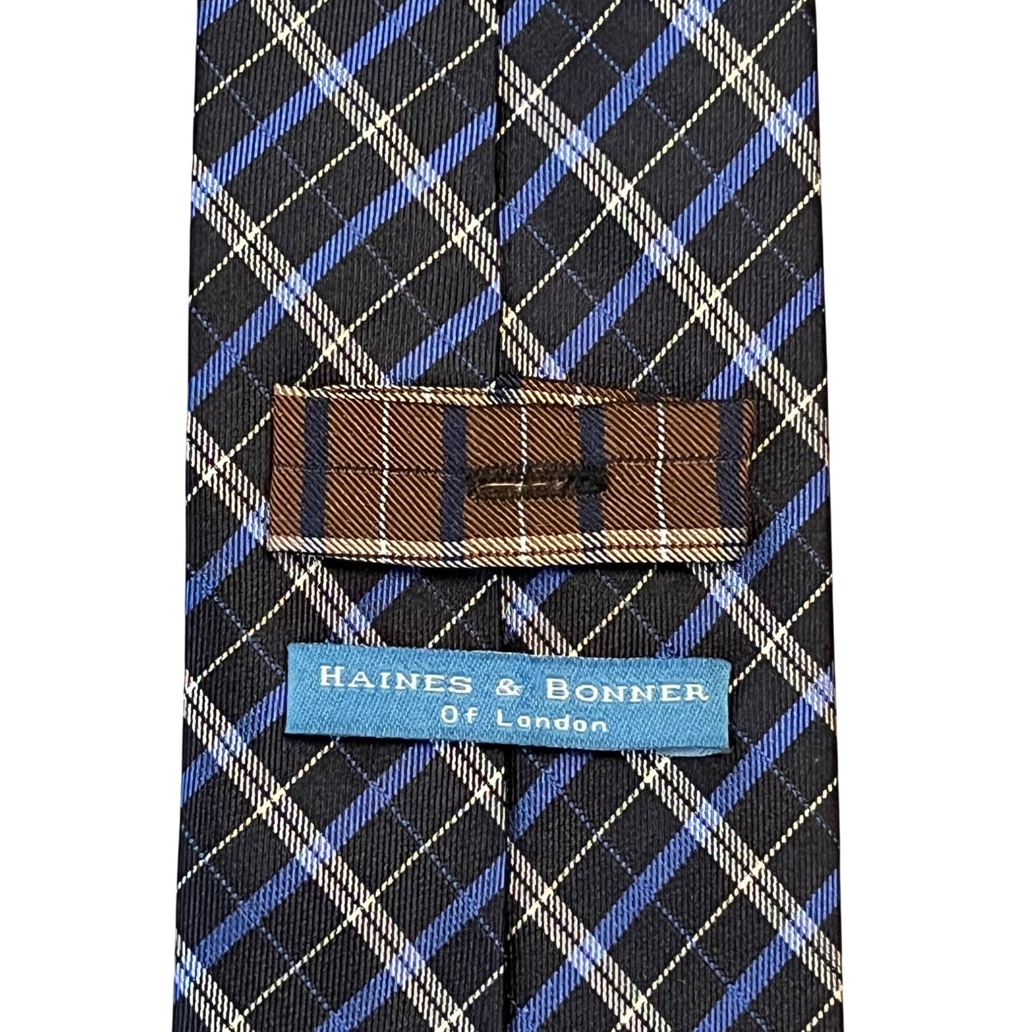 Haines & Bonner of London Blue Plaid Silk Neck Tie Classic Business Tie