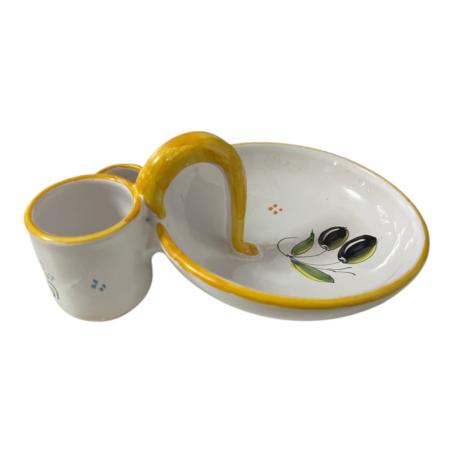 Vtg Hand-Painted Spanish Ceramic Olive Oil Cruet Condiment Caddy