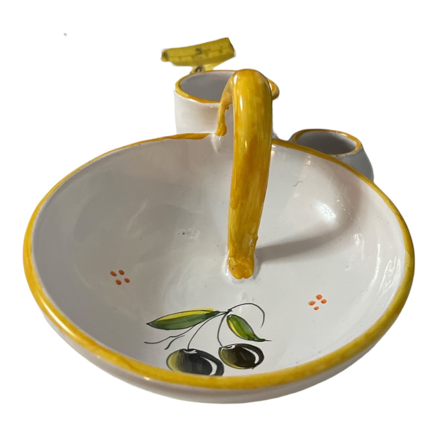 Vtg Hand-Painted Spanish Ceramic Olive Oil Cruet Condiment Caddy