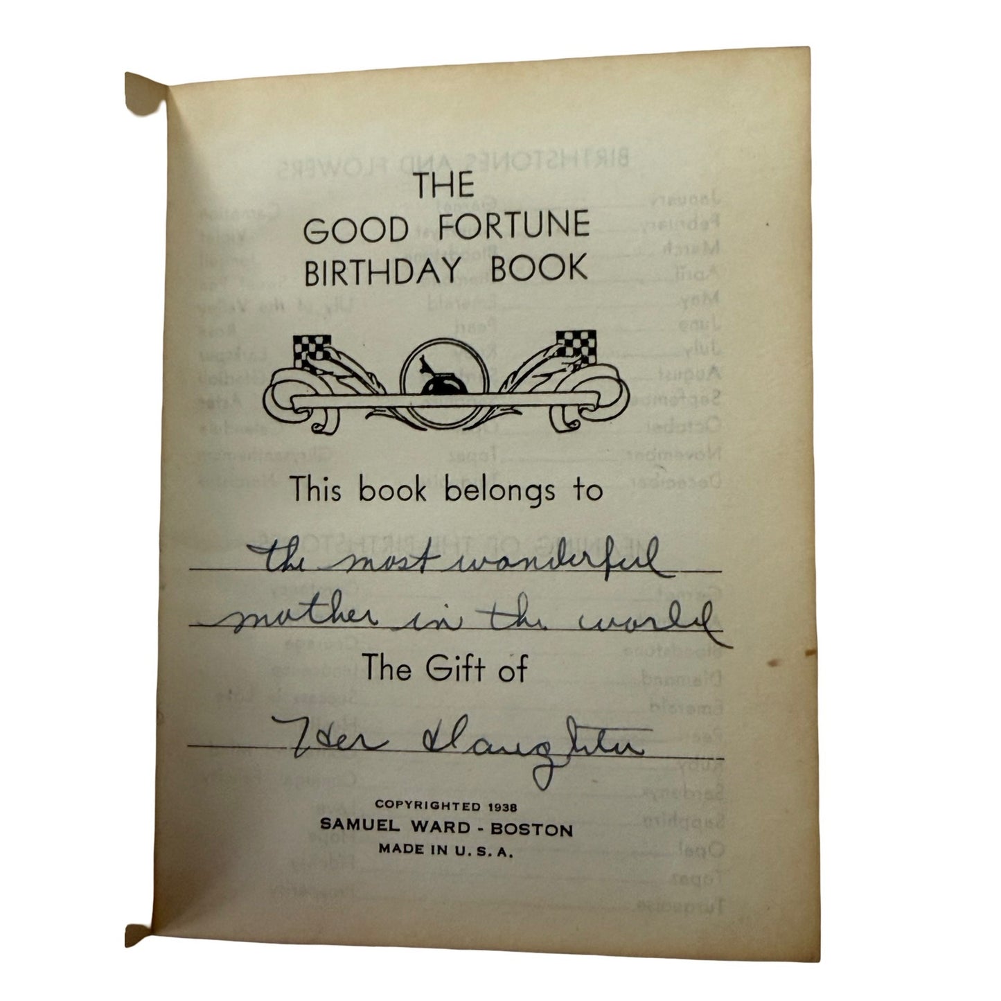 Vintage 1938 Fortune Telling Birthday Book Samuel Ward Boston Astrology Zodiac