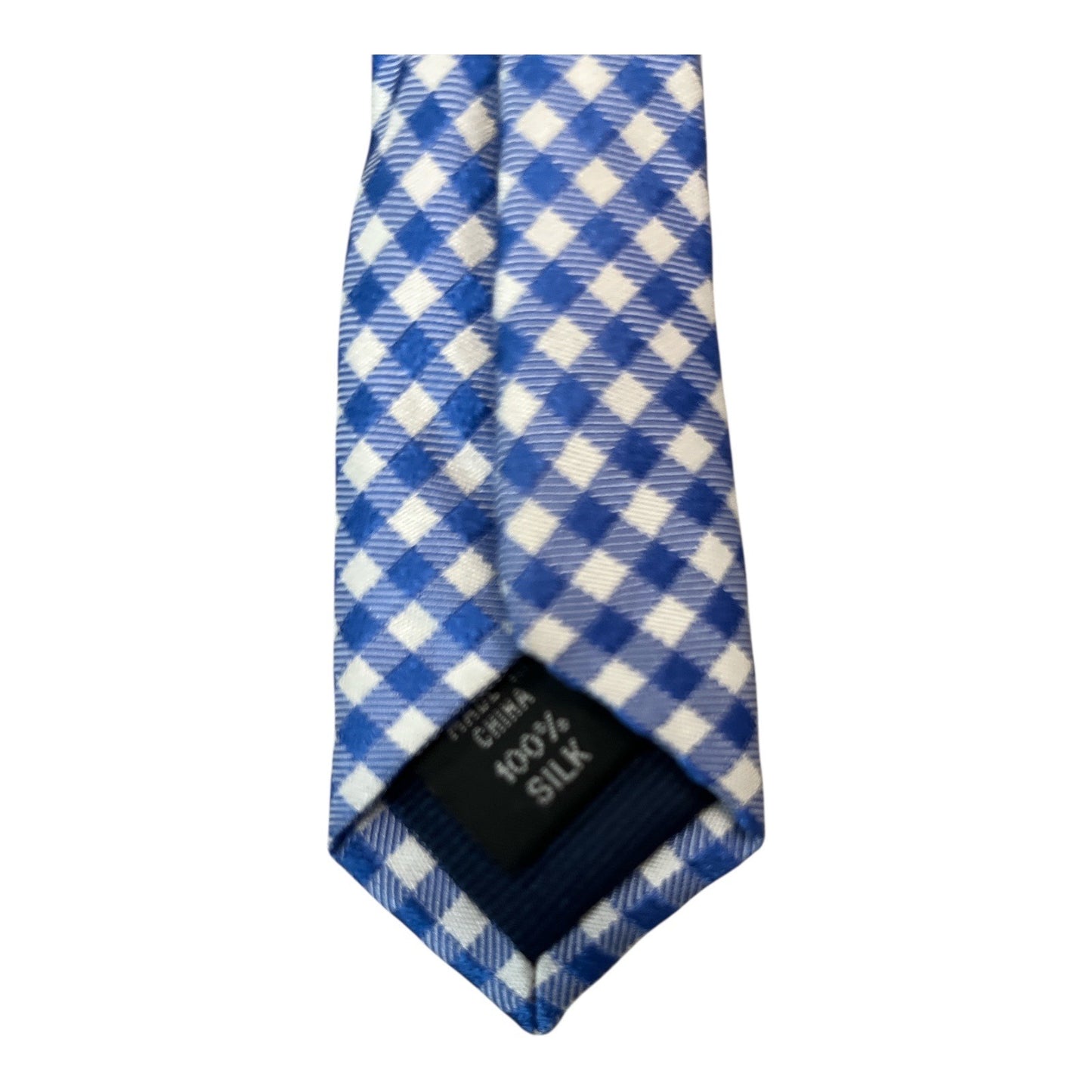 Michael Kors 100% Silk Blue White Geometric Check Necktie Men's Designer Tie