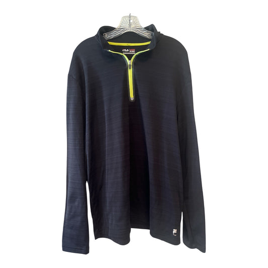 FILA Sport Men’s XXL Black Quarter Zip Pullover Neon Yellow Athletic Shirt