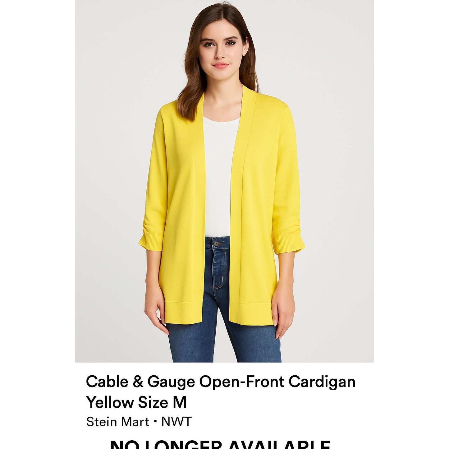 Cable & Gauge Yellow Open Front Cardigan – Women’s XL – NWT – Stein Mart Exclusive