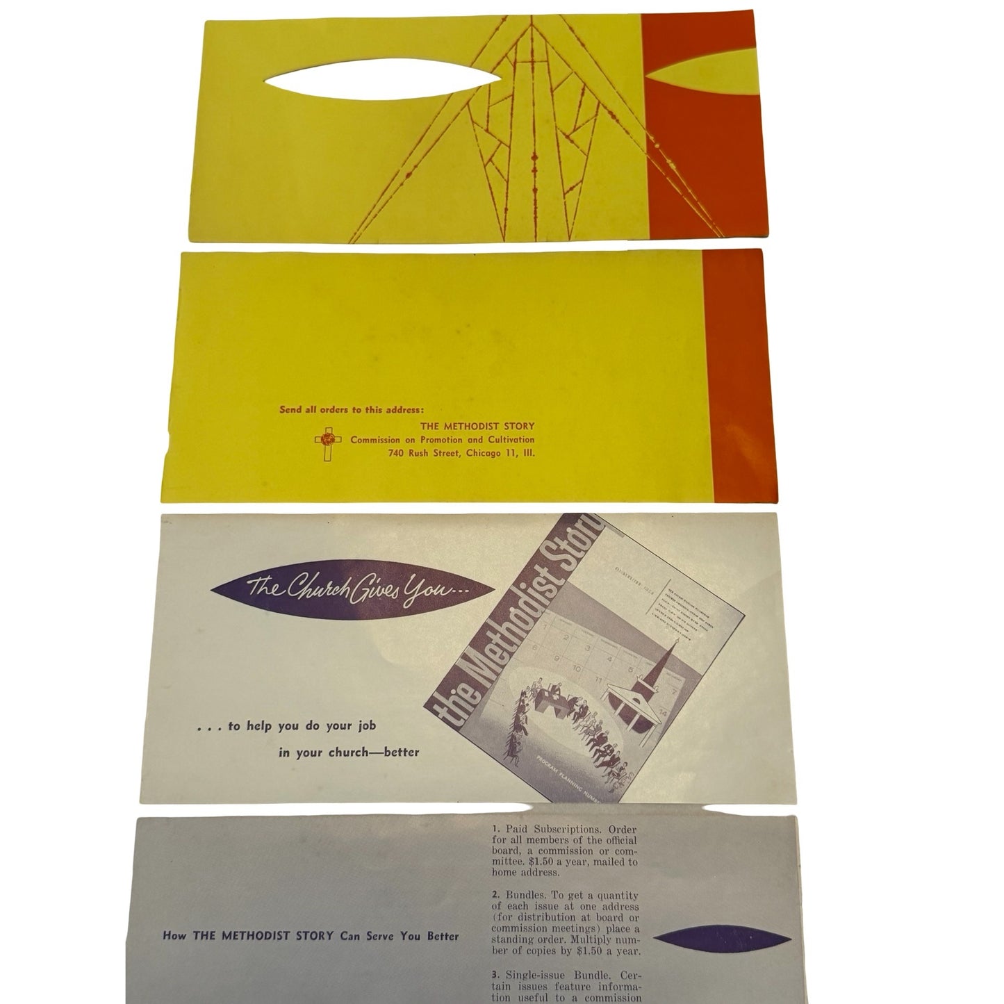 Vintage 1960s The Methodist Story Church Promotion Brochure Mailer Religious Ephemera Chicago IL