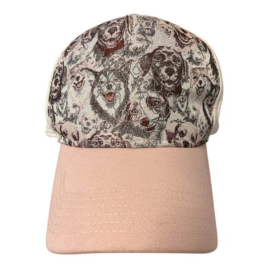 Y2K Bergweiser Dog Print Baseball Cap Pink Cream One Size Adjustable