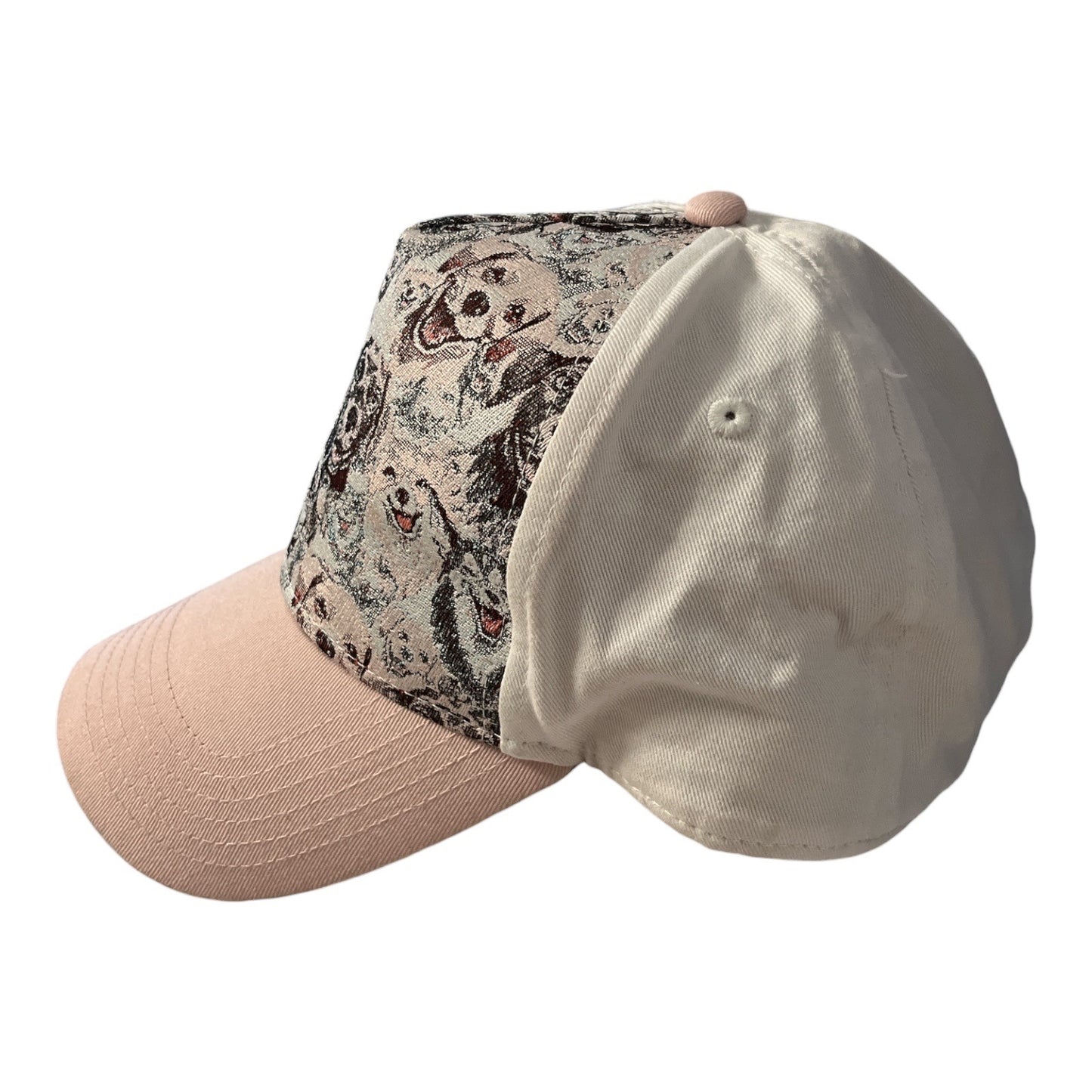 Y2K Bergweiser Dog Print Baseball Cap Pink Cream One Size Adjustable