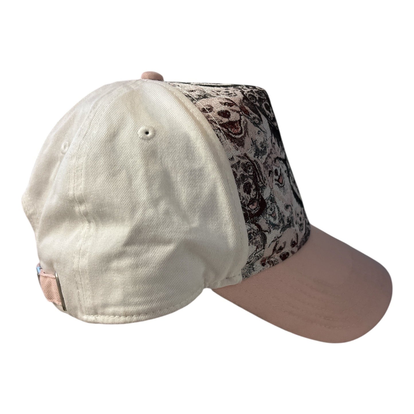 Y2K Bergweiser Dog Print Baseball Cap Pink Cream One Size Adjustable