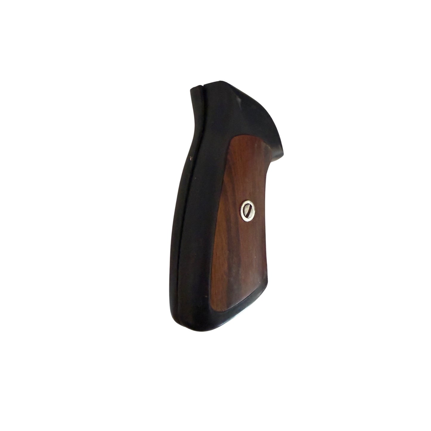 Vintage Handgun Grip Panels Wood Insert Synthetic Rubber Pair With Screw Fitment Unknown