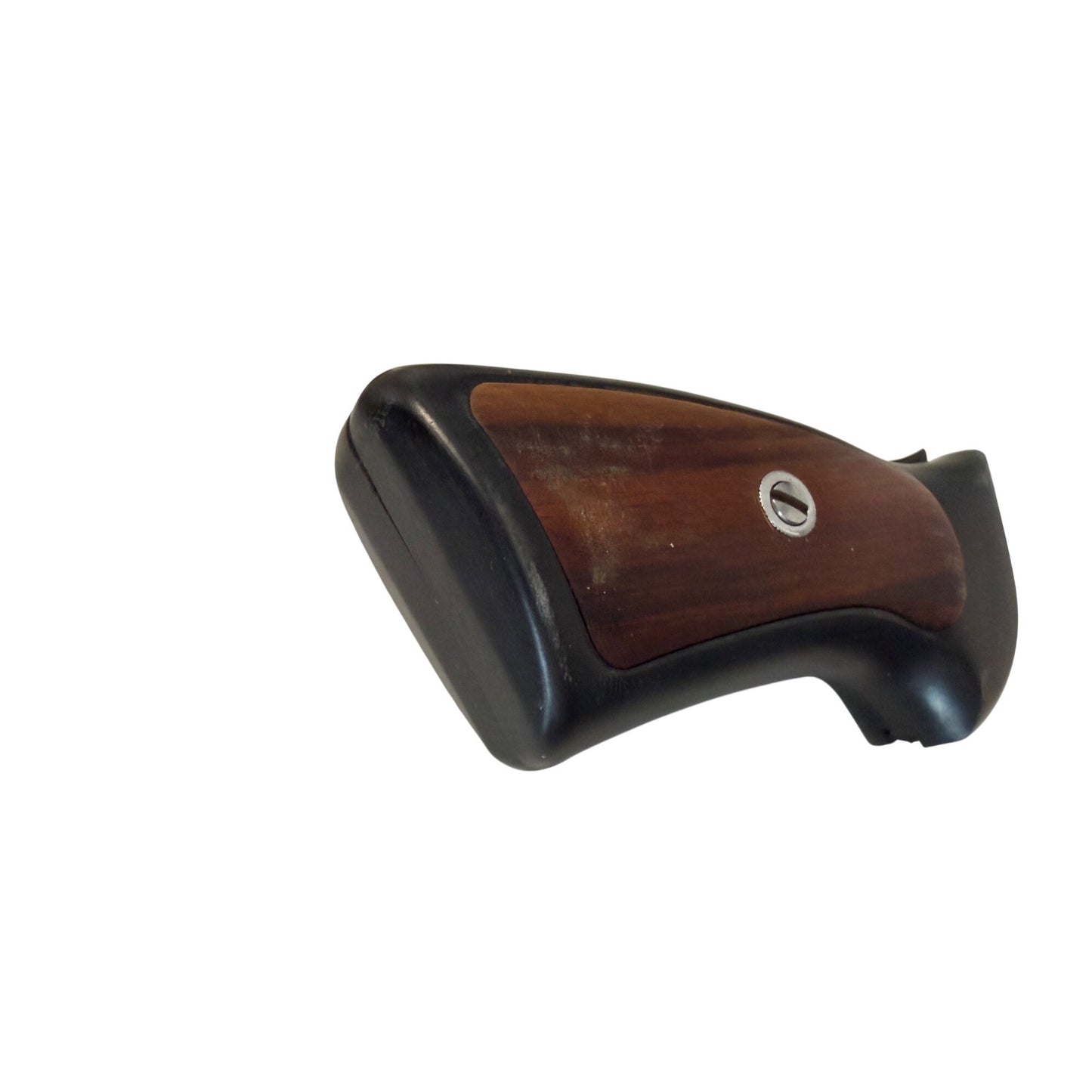 Vintage Handgun Grip Panels Wood Insert Synthetic Rubber Pair With Screw Fitment Unknown