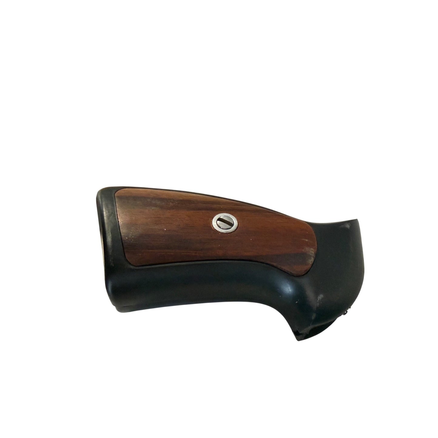 Vintage Handgun Grip Panels Wood Insert Synthetic Rubber Pair With Screw Fitment Unknown