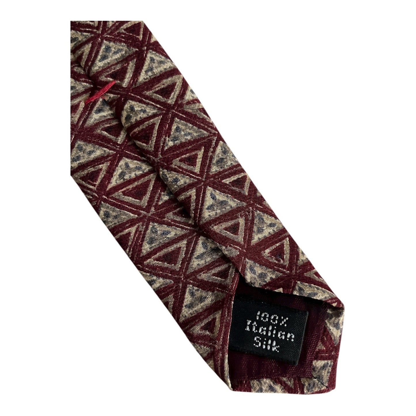 Peter Thomas by Superba 100% Italian Silk Necktie – Burgundy Triangle Geometric Pattern – Made in USA