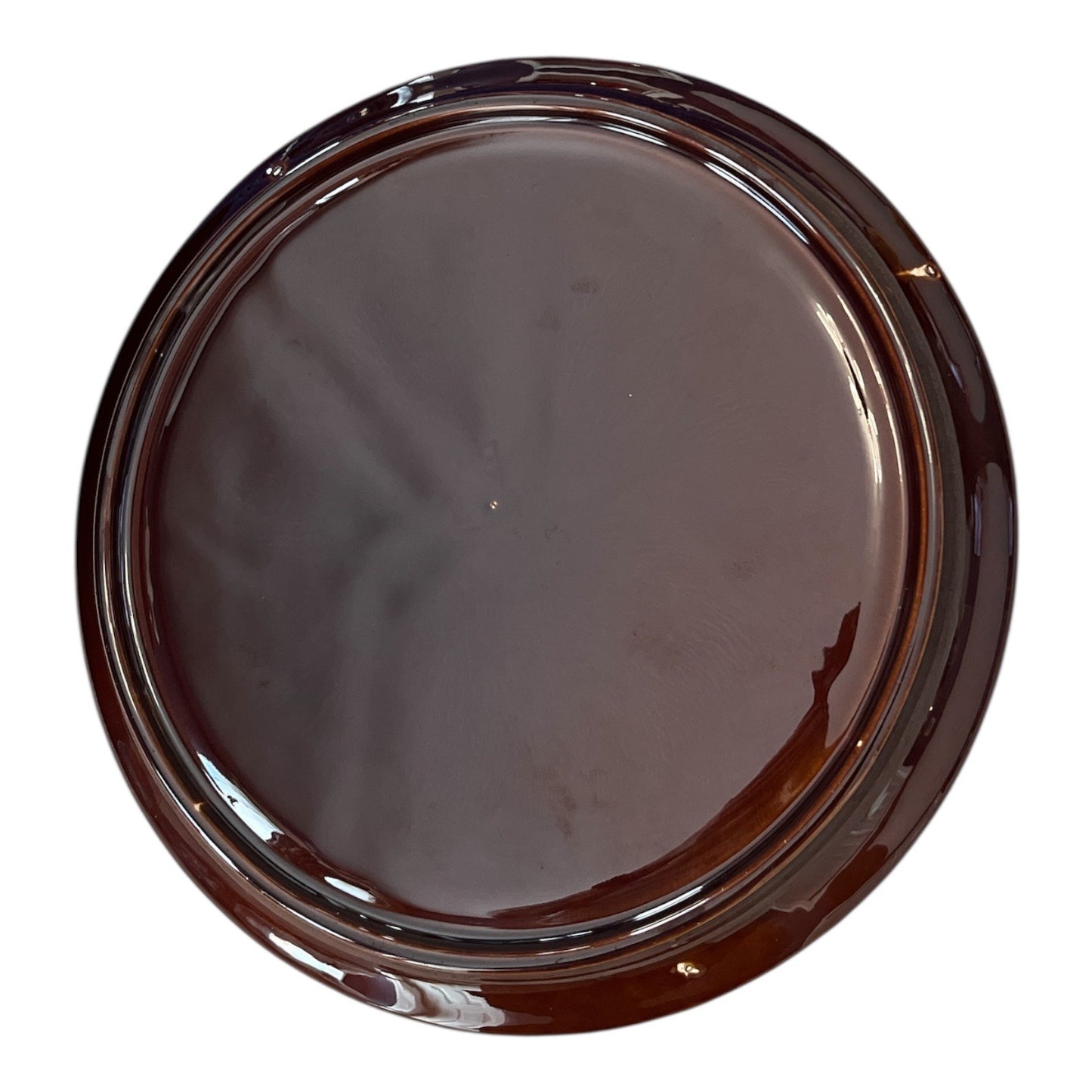 Vintage Brown Ceramic Divided Tray – 10" Round – Beaded Rim – 6 Compartments
