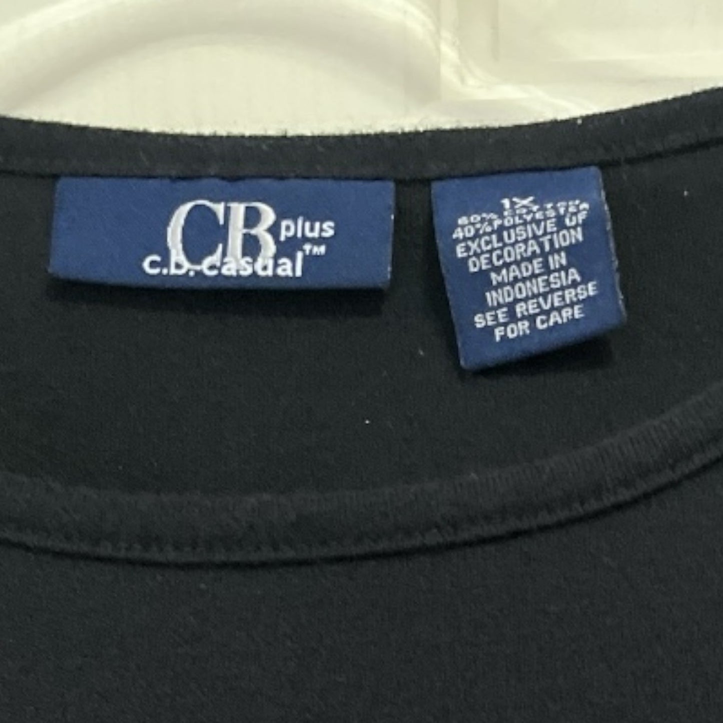 CB Plus C.B. Casual Women’s 1X Flamingo Island Holiday Embroidered Black Top