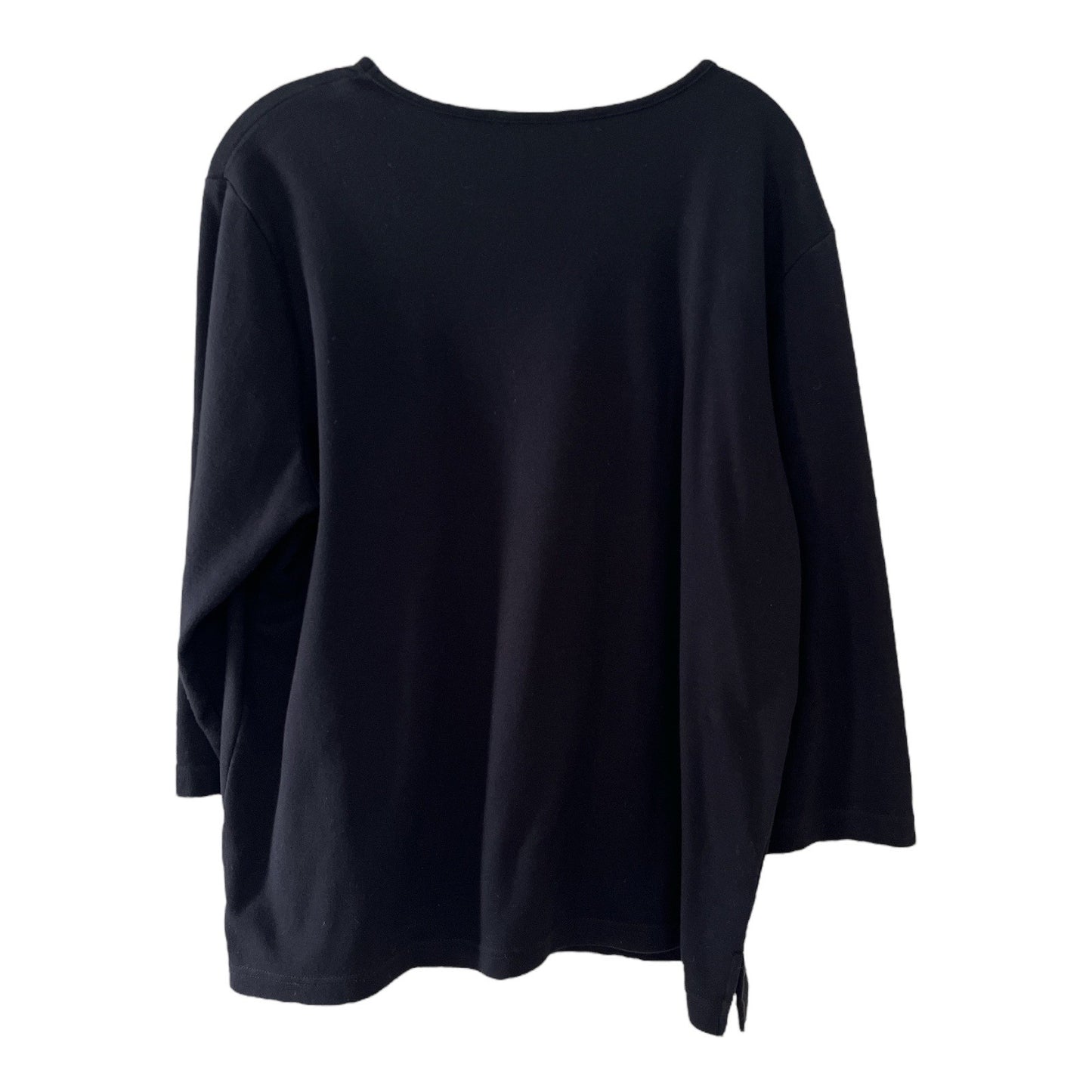 CB Plus C.B. Casual Women’s 1X Flamingo Island Holiday Embroidered Black Top