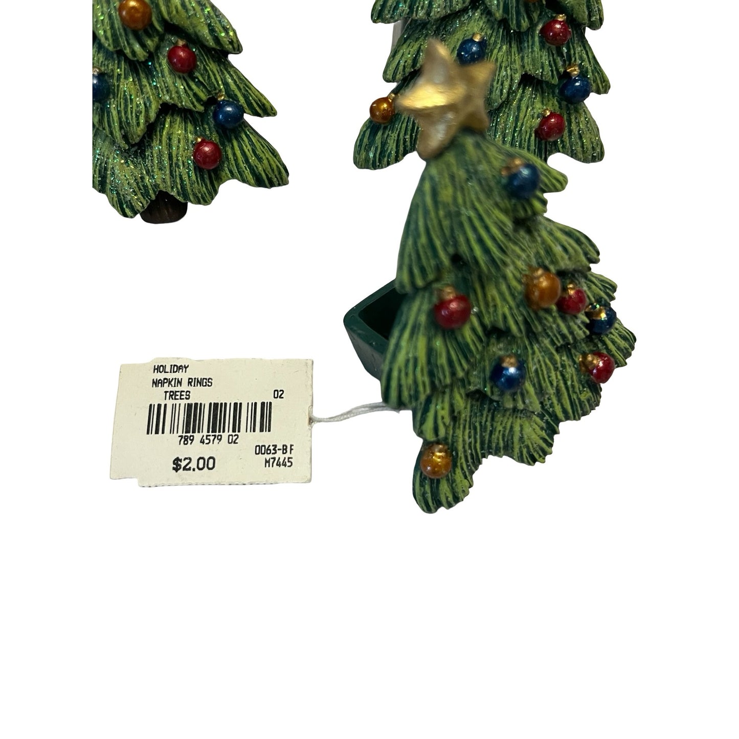 Christmas Tree Napkin Rings Set of 12 Holiday Table Decor Green Tree Rings Gold Star Rustic Christmas Dining