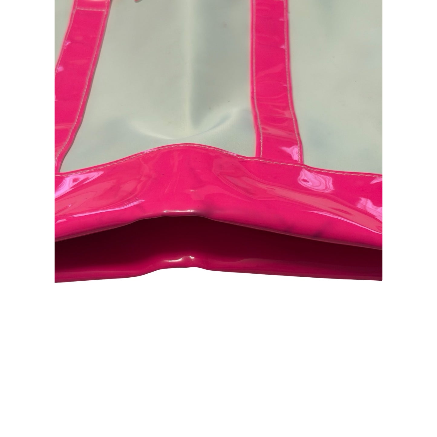 Juicy Couture Hot Pink White Canvas Vinyl Tote Bag Large Beach Pool Travel Shopper Y2K