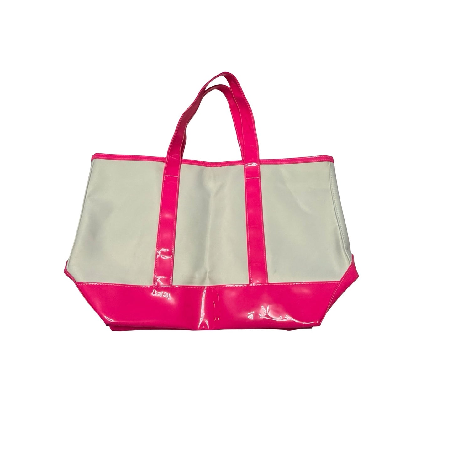 Juicy Couture Hot Pink White Canvas Vinyl Tote Bag Large Beach Pool Travel Shopper Y2K