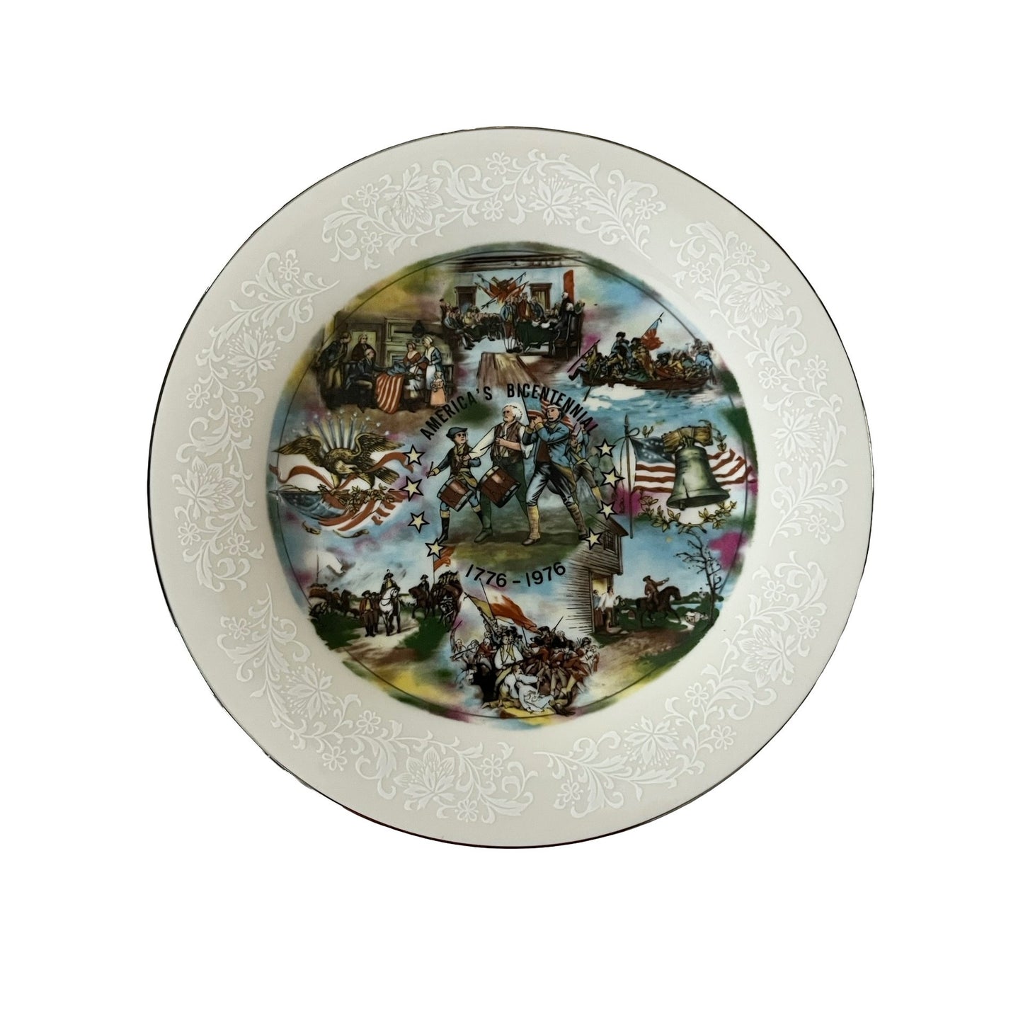 Vintage 1976 America’s Bicentennial Plate Ivory Fantasy Fine China Walter J Seibold 8”