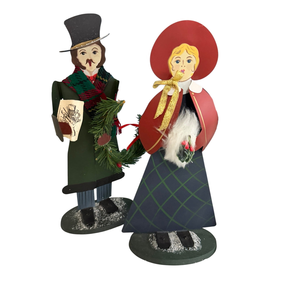 Vintage Edna Oar Young Shadowdancer Set of 4 Victorian Christmas Carolers Metal Folk Art