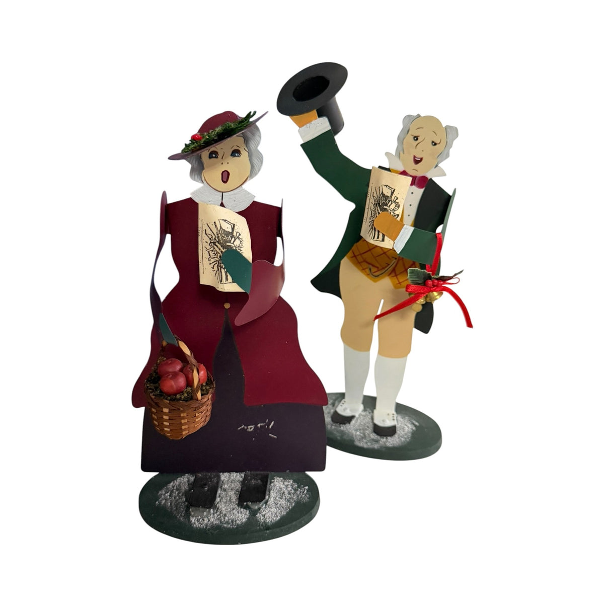 Vintage Edna Oar Young Shadowdancer Set of 4 Victorian Christmas Carolers Metal Folk Art