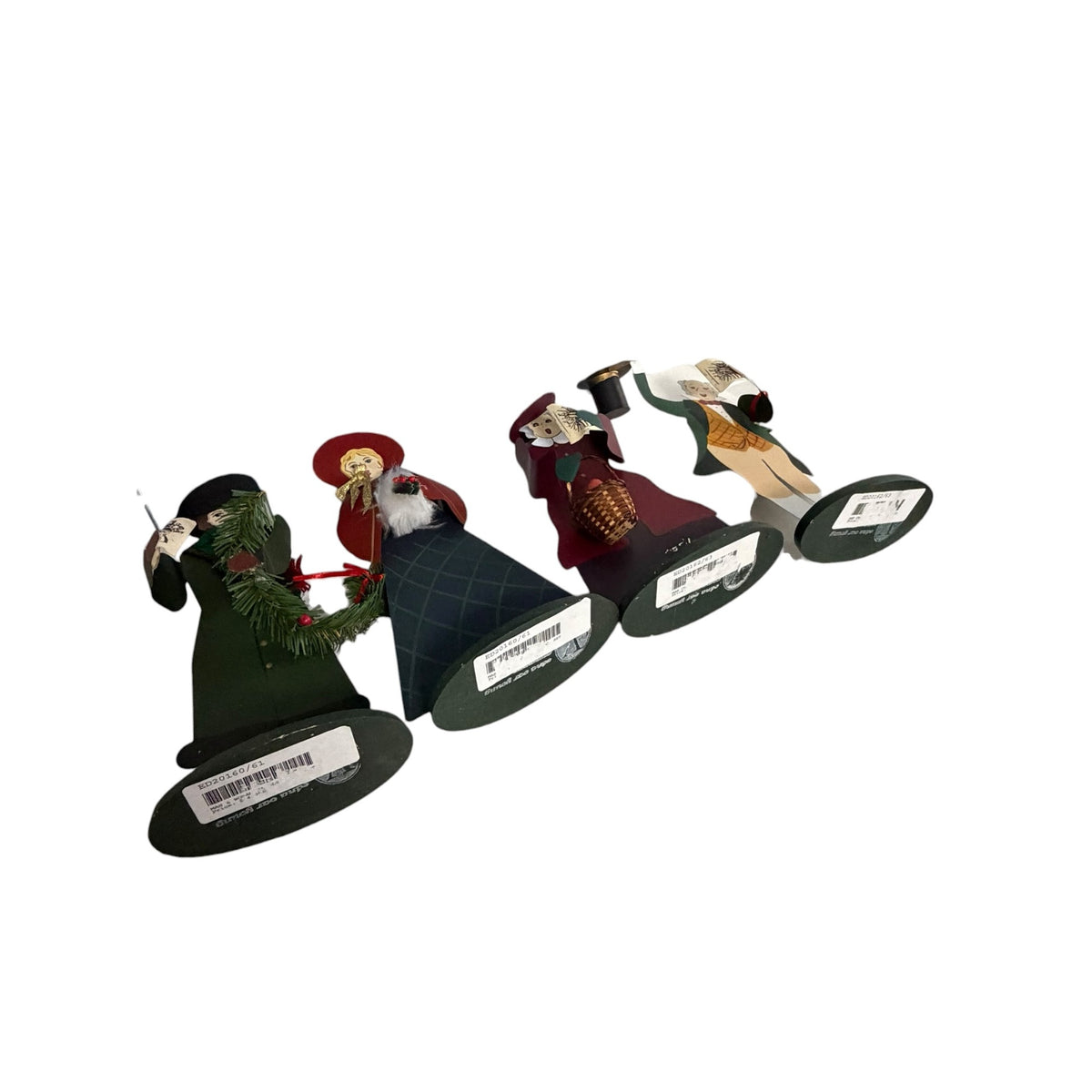 Vintage Edna Oar Young Shadowdancer Set of 4 Victorian Christmas Carolers Metal Folk Art