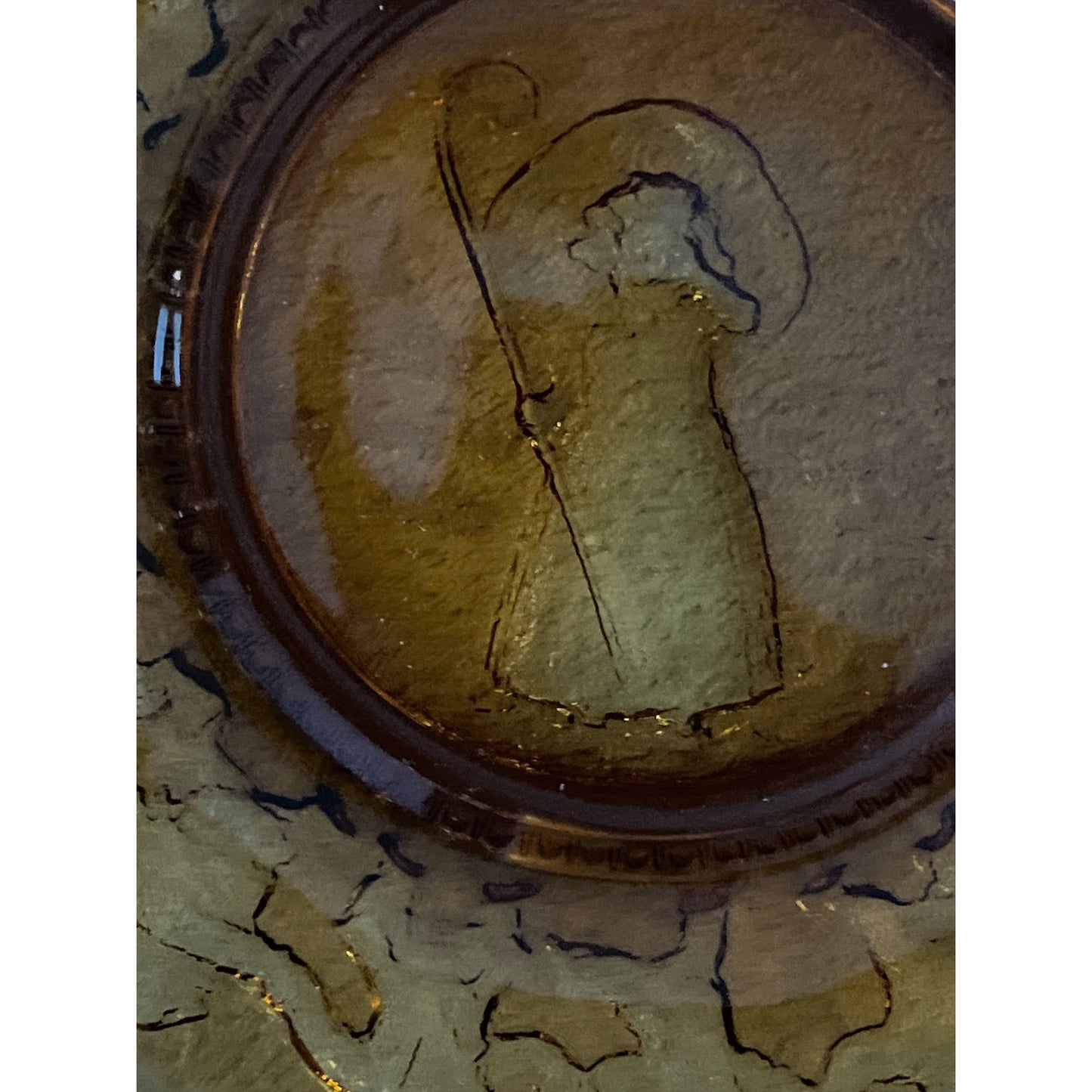 Vintage Indiana Glass Amber Nursery Rhyme Plates Set of 3 Little Bo Peep Hey Diddle Diddle Pig