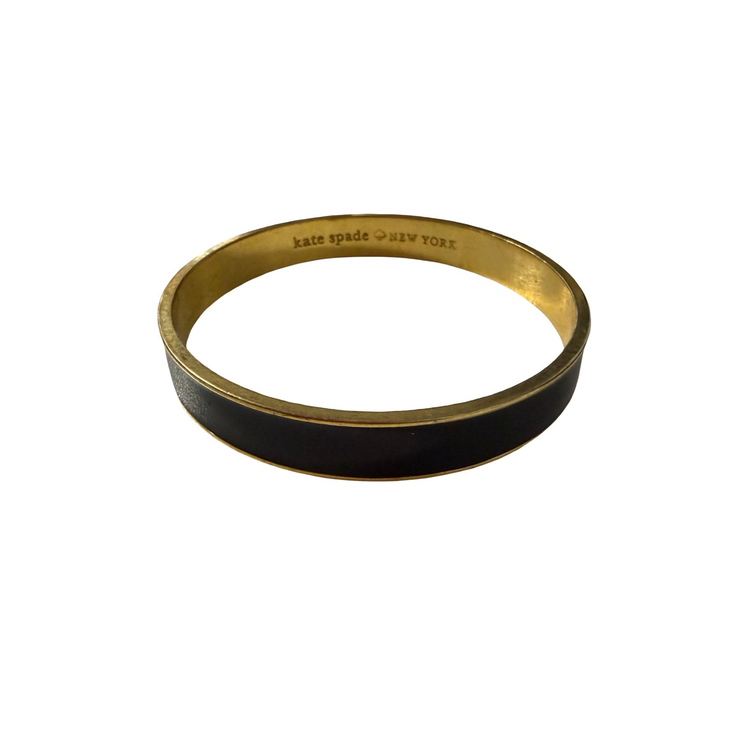 Kate Spade New York Black Enamel Gold Tone Bangle Bracelet 3"