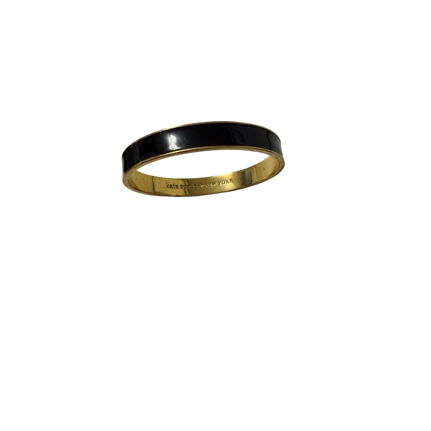 Kate Spade New York Black Enamel Gold Tone Bangle Bracelet 3"