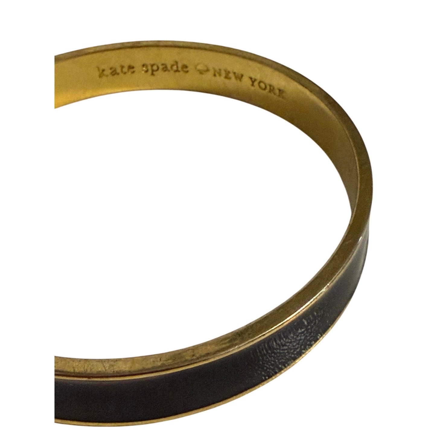 Kate Spade New York Black Enamel Gold Tone Bangle Bracelet 3"