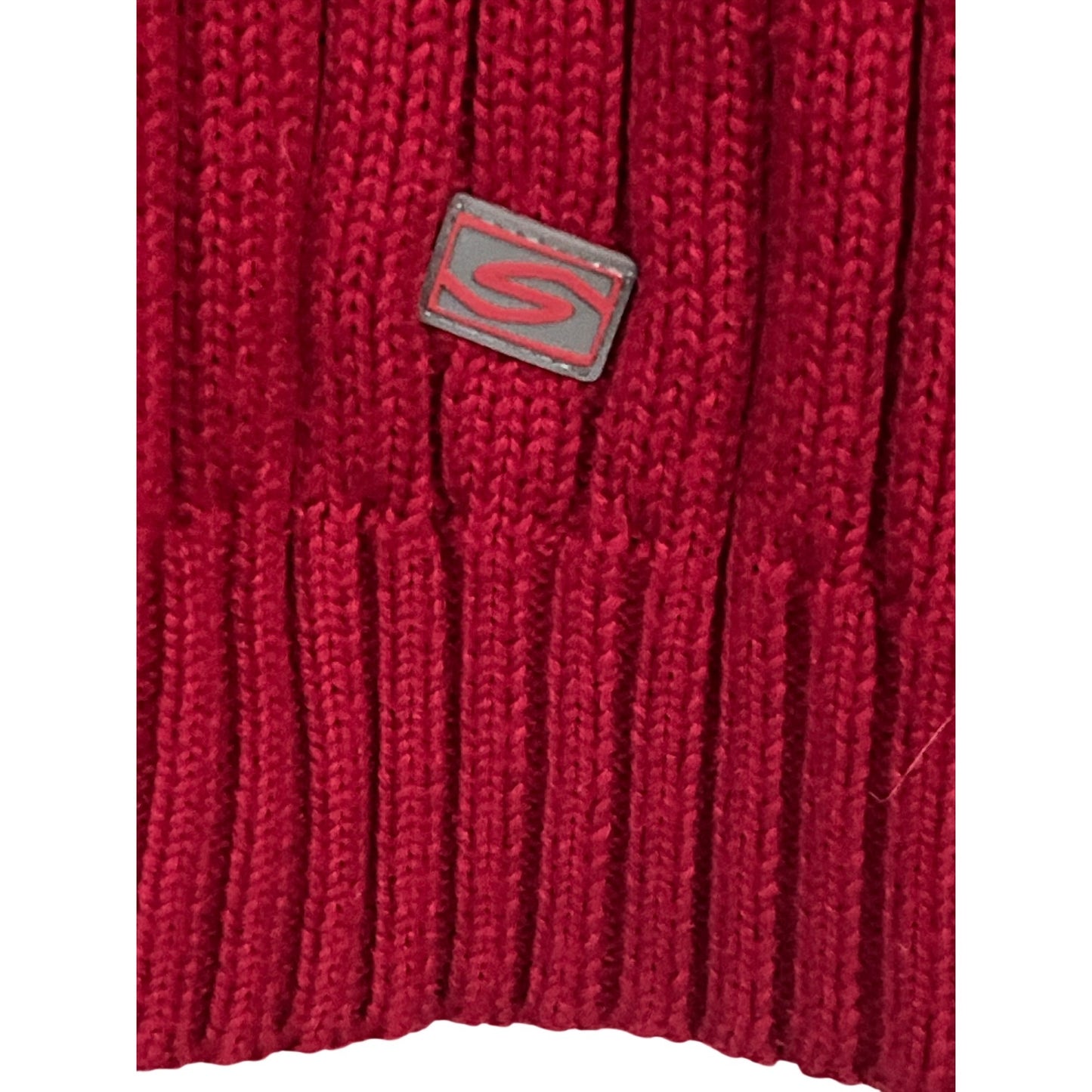 Springfield Ribbed Quarter Zip Sweater Red Cotton Pullover L