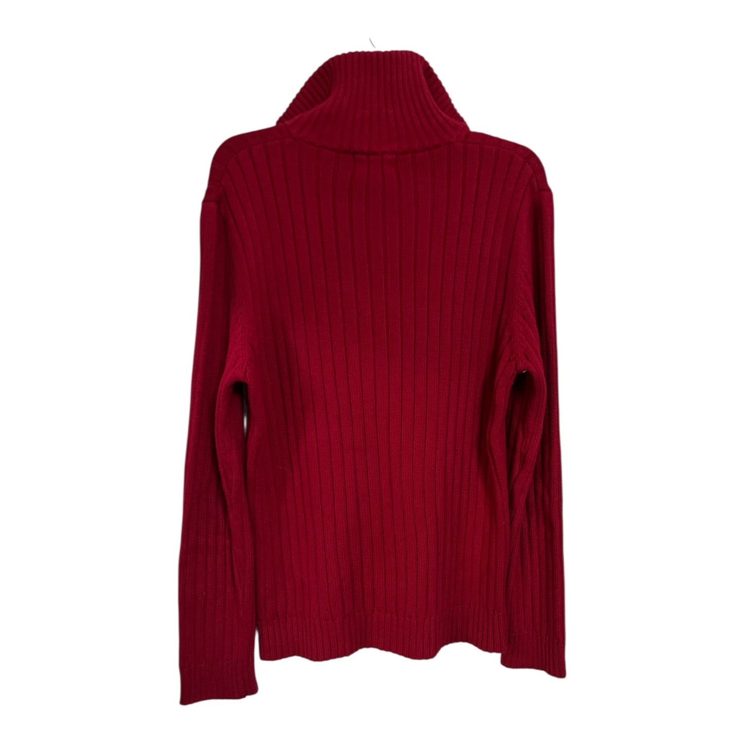 Springfield Ribbed Quarter Zip Sweater Red Cotton Pullover L