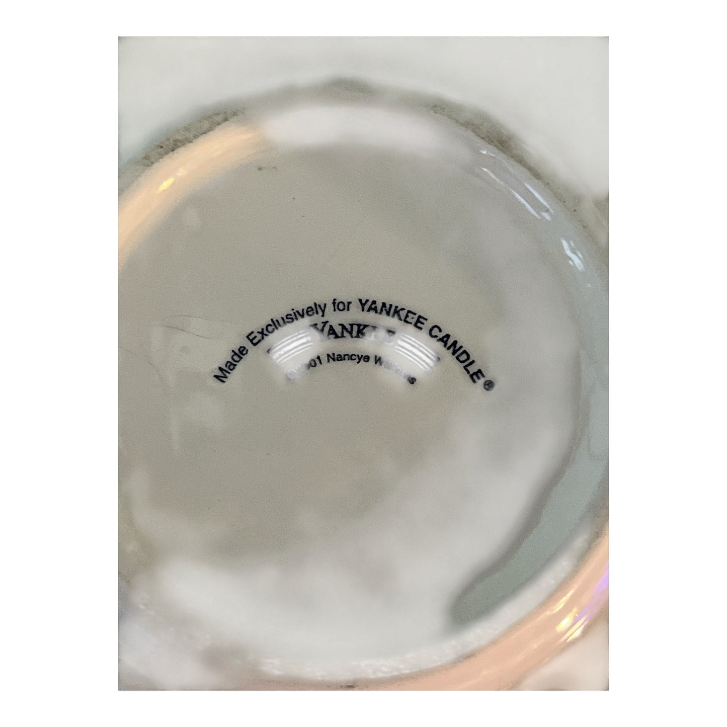 Vtg Yankee Candle 2001 Nancye Williams Snowman Angel Ceramic Luminary w/ Plate – CHIP