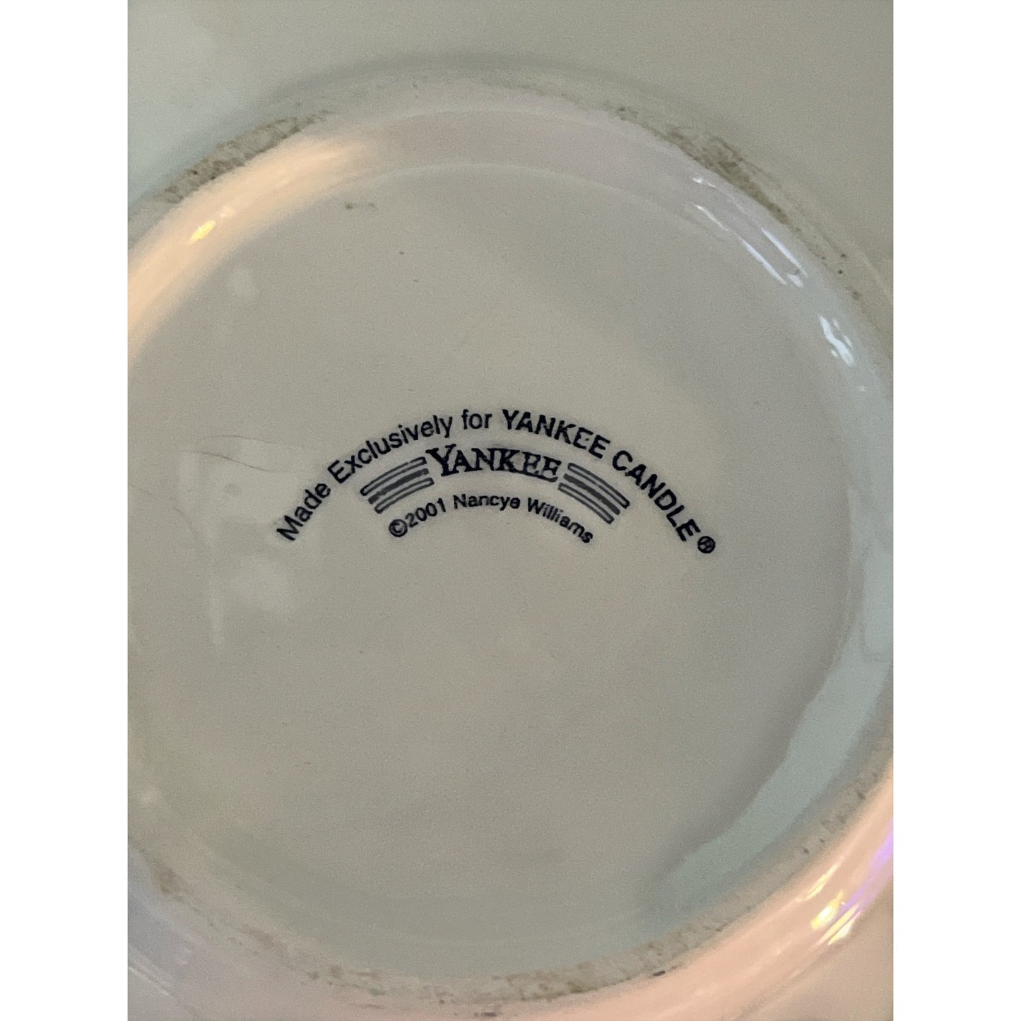 Vtg Yankee Candle 2001 Nancye Williams Snowman Angel Ceramic Luminary w/ Plate – CHIP