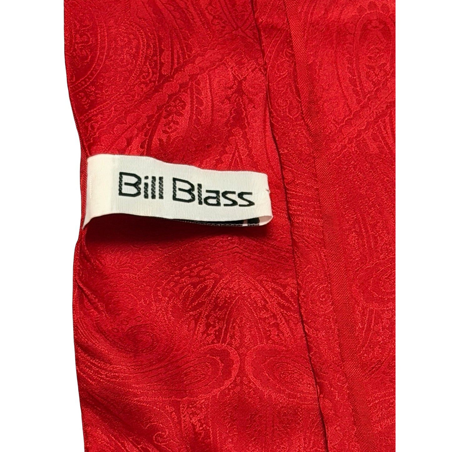 Bill Blass Red Silk Paisley Fringe Scarf Wrap Shawl 100% Silk