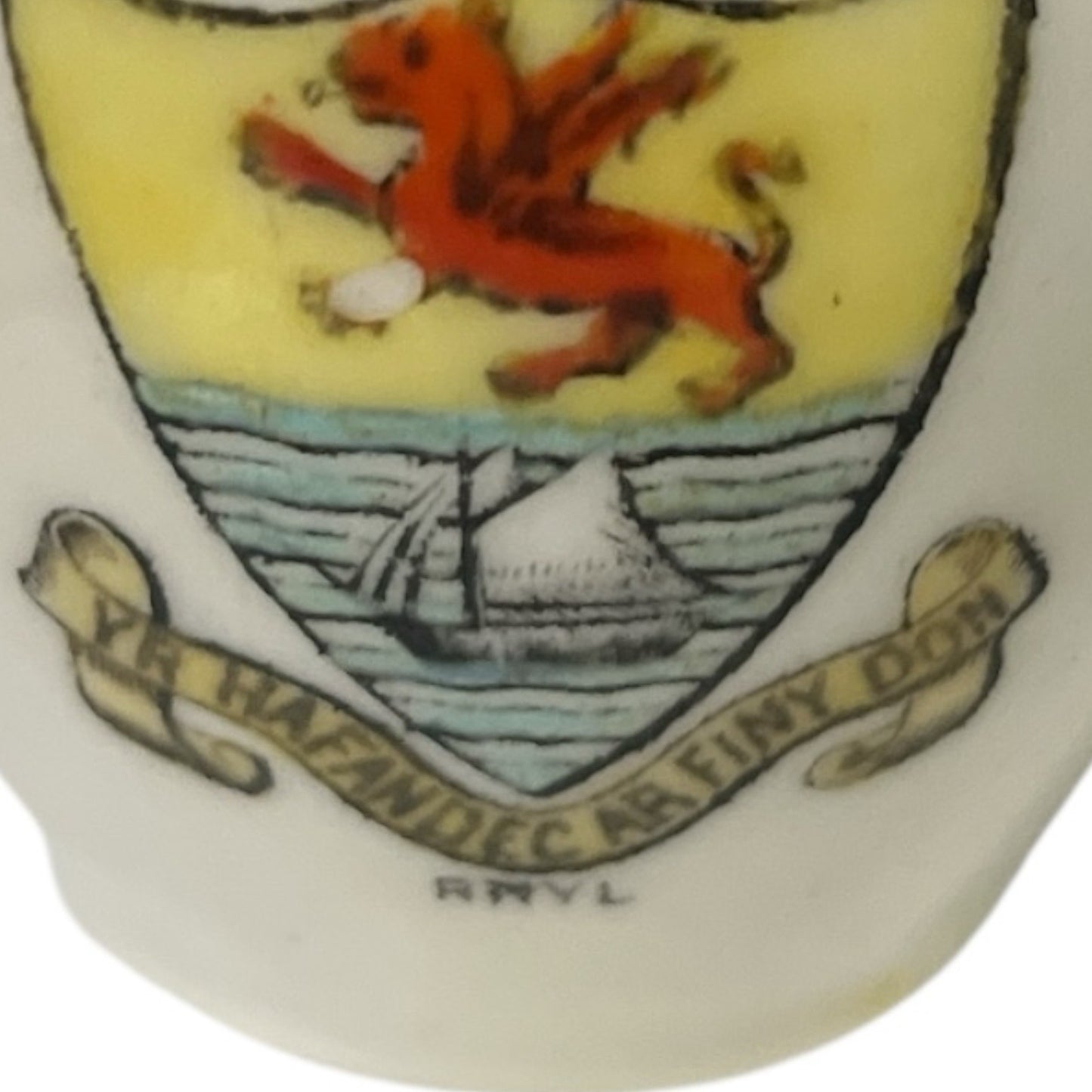Antique C & M Premier Crested China Pitcher – Rhyl Welsh Souvenir Jug, Made in England, 1900s–1930s