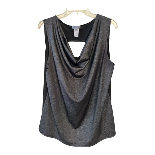 Bleeker & McDougal Women’s 1X Metallic Drape Front Sleeveless Top – Made in USA