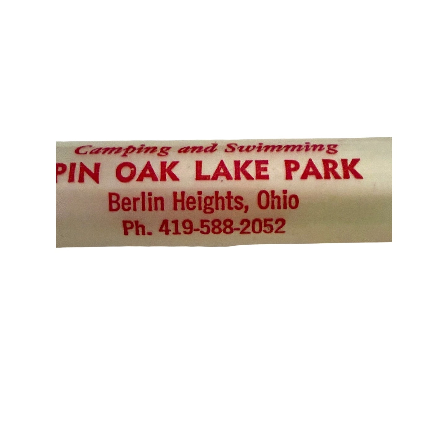 Vintage Pin Oak Lake Park Berlin Heights Ohio Advertising Bottle & Can Opener w/box