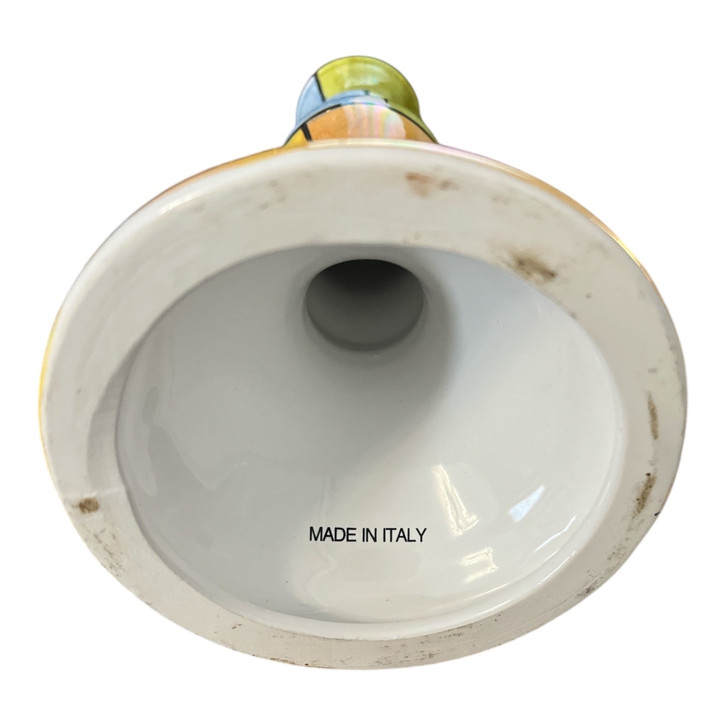 Italian Hand Painted Ceramic Candle Holder 8.5 Inch Colorful Art Pottery Candlestick