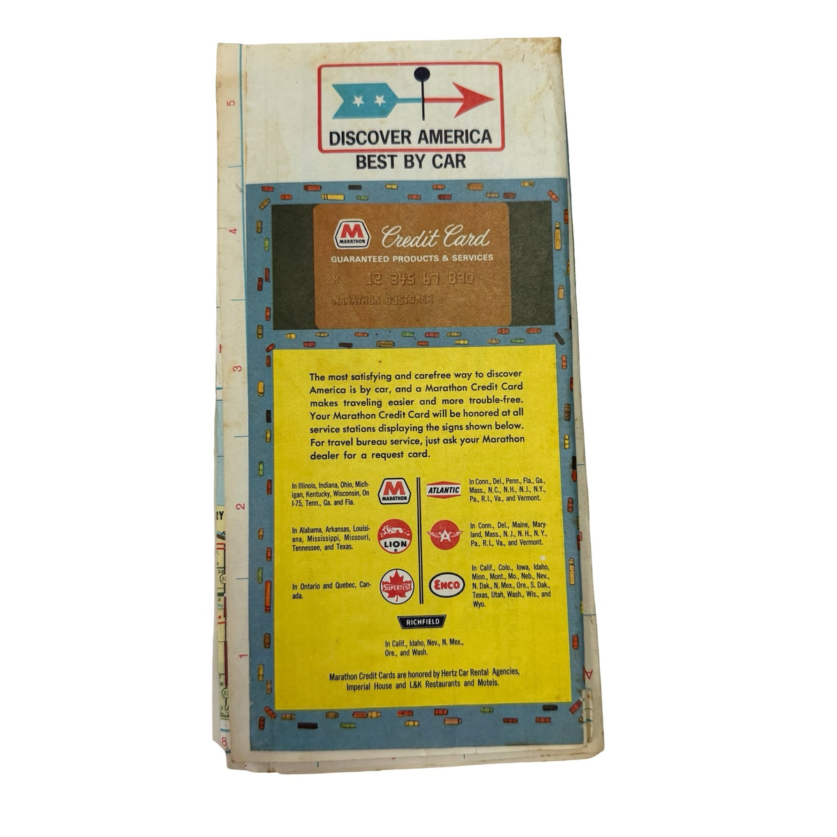 1968 Marathon Illinois Road Map Rand McNally Vintage Gas Station Advertising