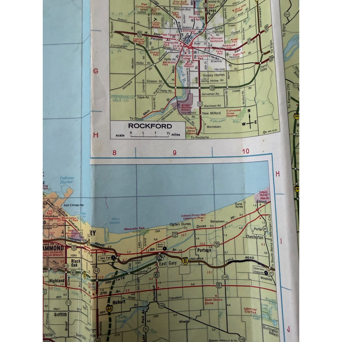 1968 Marathon Illinois Road Map Rand McNally Vintage Gas Station Advertising