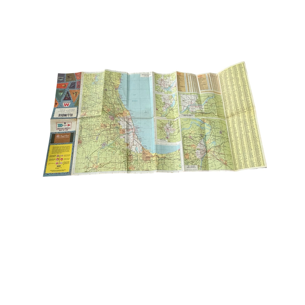1968 Marathon Illinois Road Map Rand McNally Vintage Gas Station Advertising