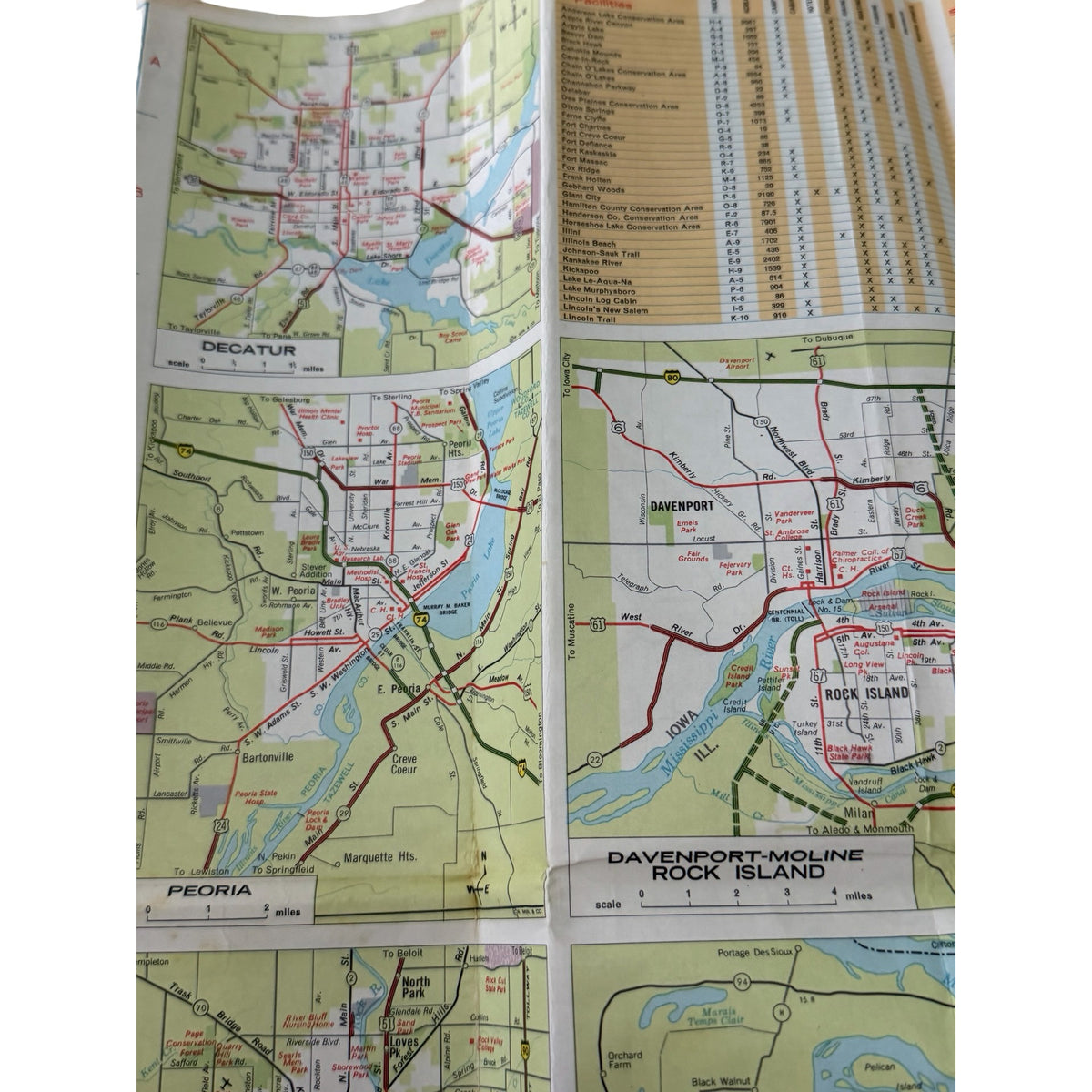 1968 Marathon Illinois Road Map Rand McNally Vintage Gas Station Advertising