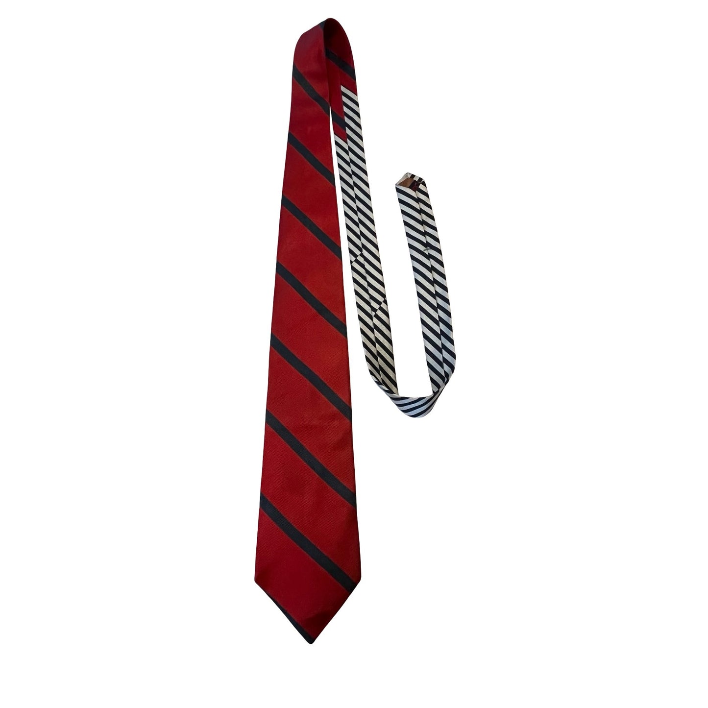 Tommy Hilfiger Silk Tie Red Navy Stripe Made in Italy Preppy Necktie 2000s