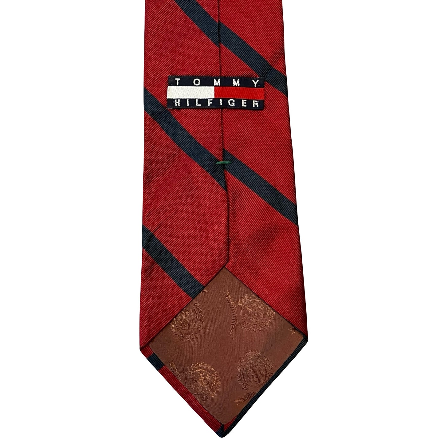 Tommy Hilfiger Silk Tie Red Navy Stripe Made in Italy Preppy Necktie 2000s