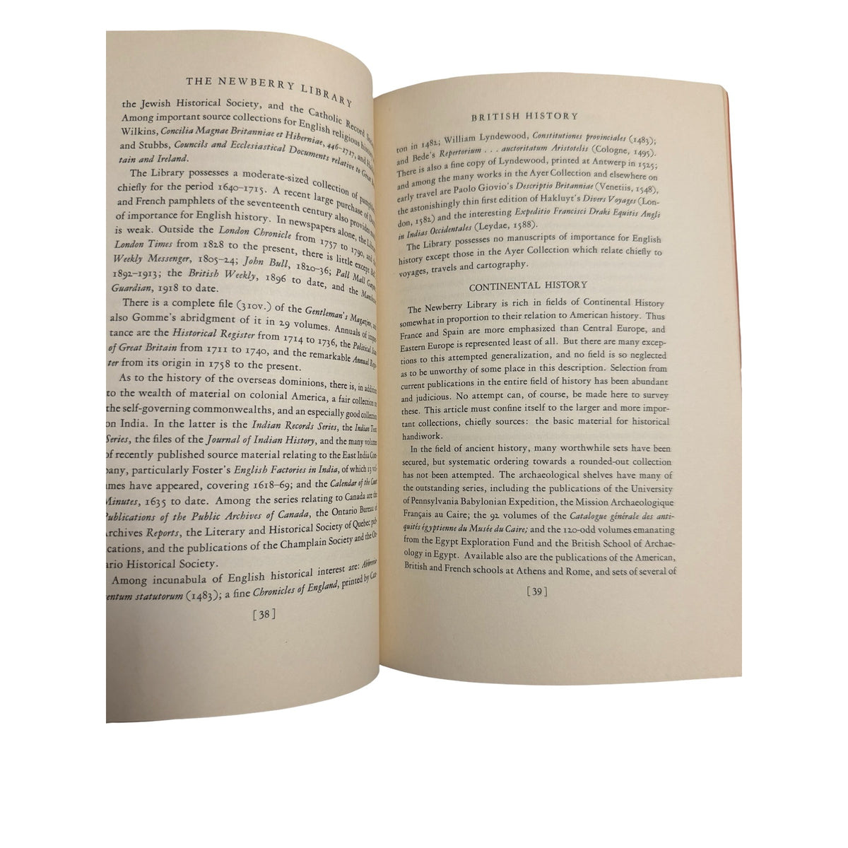 Handbook of the Newberry Library Chicago 1930s History Genealogy Collections Book